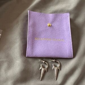 Melinda Maria Silver Spike Earrings with Purple Pouch